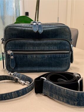 Coach NO CHARMS Dakota Crossbody Bag In Regenerative Cotton Denim w Nylon Strap